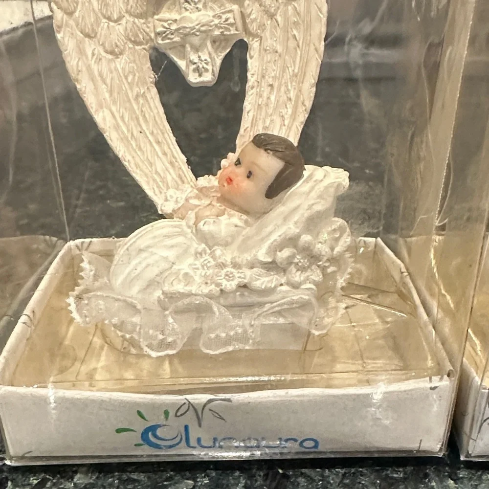 Lunouro baby shower favors religious Angel Figurine Set two